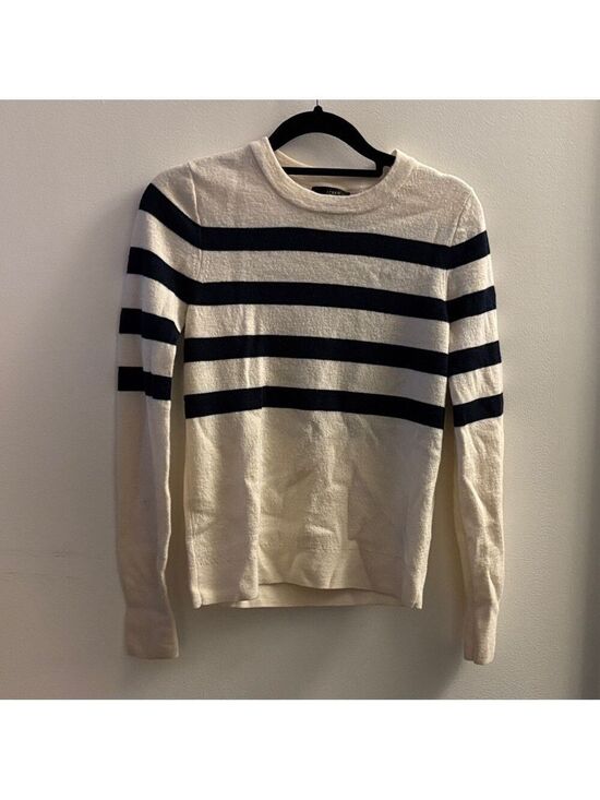 J. Crew Sweaters - J. Crew Women's Navy and Cream Striped Sweater